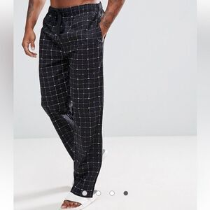 Lacoste XL Black Blue Cotton Croc Logo Print Drawstring Lounge PJ Pants
